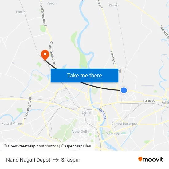 Nand Nagari Depot to Siraspur map