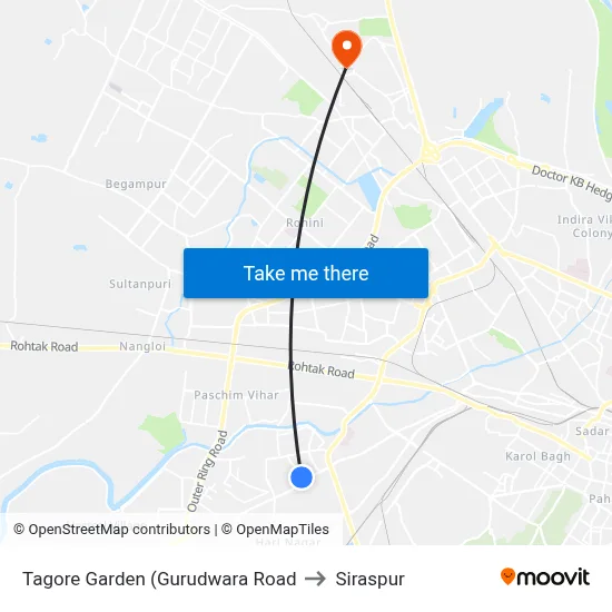 Tagore Garden (Gurudwara Road to Siraspur map