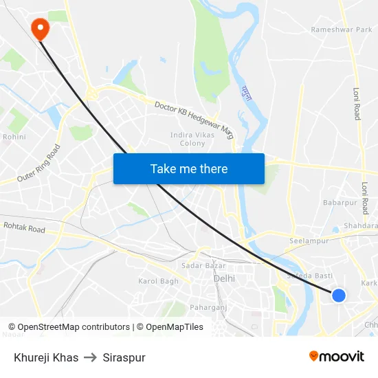 Khureji Khas to Siraspur map