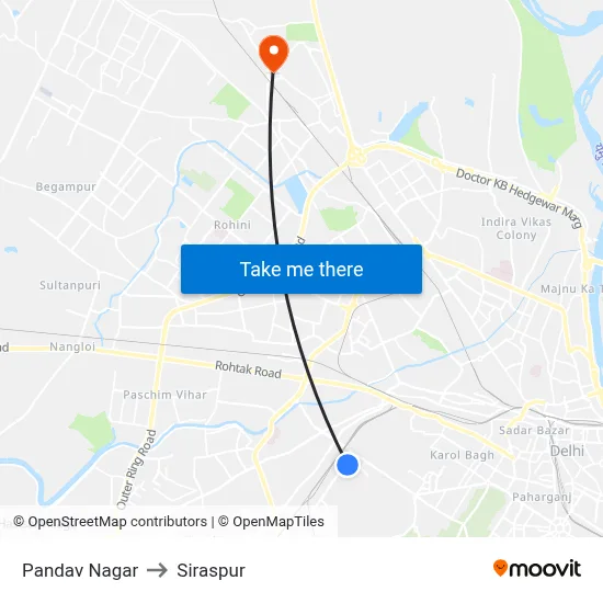 Pandav Nagar to Siraspur map