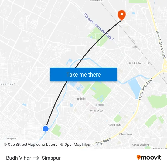 Budh Vihar to Siraspur map