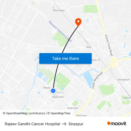 Rajeev Gandhi Cancer Hospital to Siraspur map