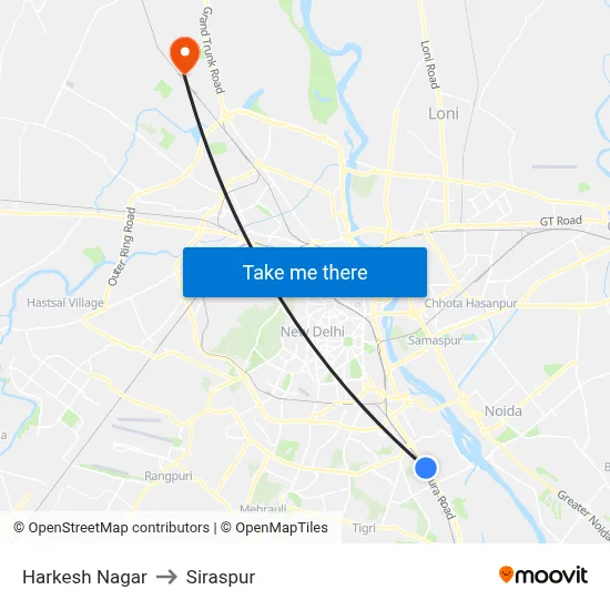 Harkesh Nagar to Siraspur map