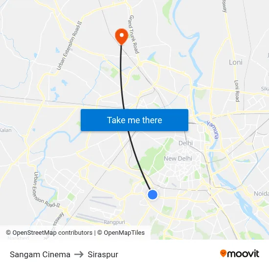 Sangam Cinema to Siraspur map