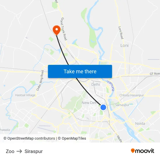 Zoo to Siraspur map