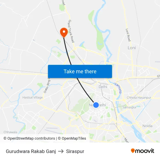 Gurudwara Rakab Ganj to Siraspur map