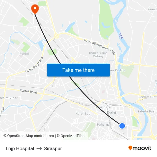 Lnjp Hospital to Siraspur map