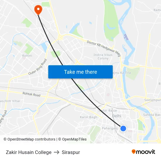 Zakir Husain College to Siraspur map
