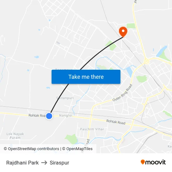 Rajdhani Park to Siraspur map