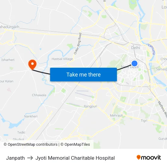Janpath to Jyoti Memorial Charitable Hospital map