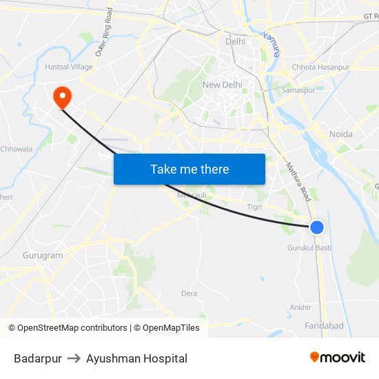 Badarpur to Ayushman Hospital map