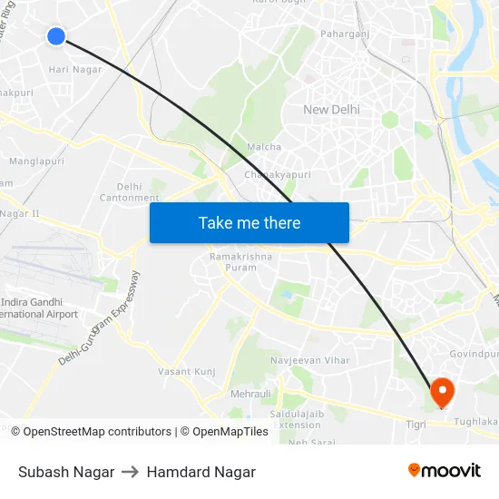 Subash Nagar to Hamdard Nagar map