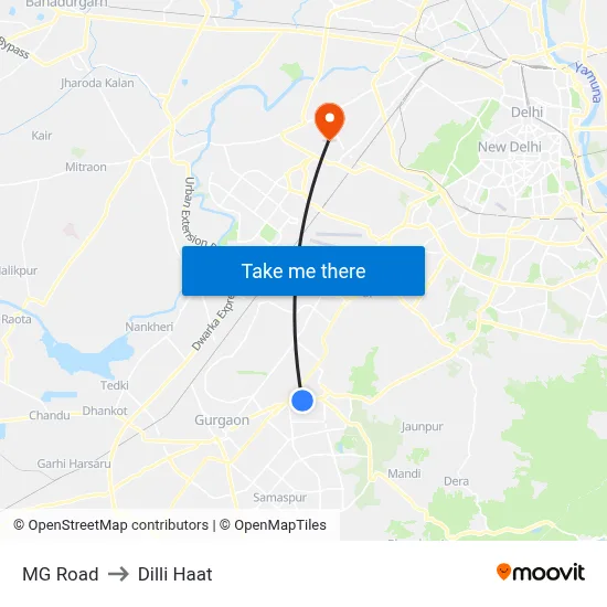 MG Road to Dilli Haat map