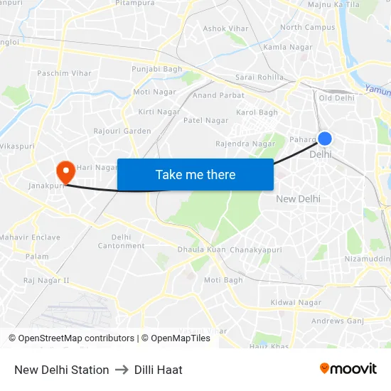 New Delhi Station to Dilli Haat map