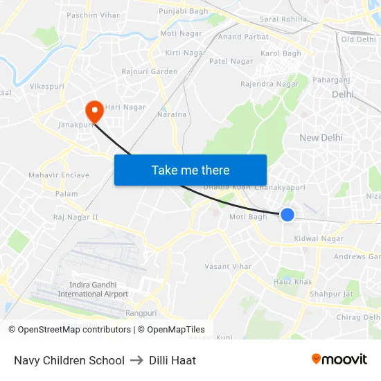 Navy Children School to Dilli Haat map