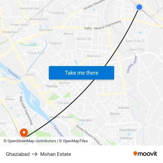 गाज़ियाबाद to मोहन एस्टेट map