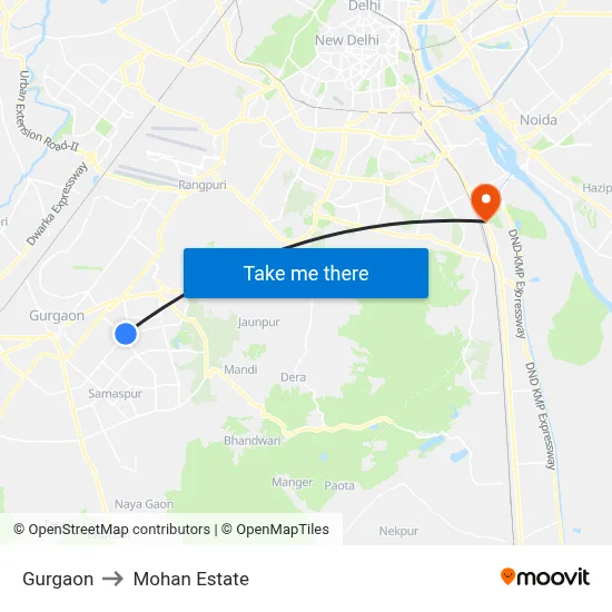 गुड़गाँव to मोहन एस्टेट map