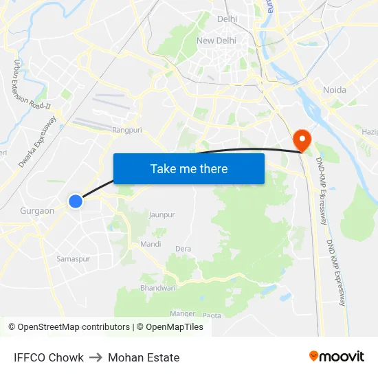 IFFCO Chowk to Mohan Estate map