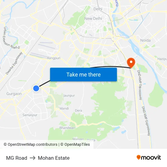 MG Road to Mohan Estate map