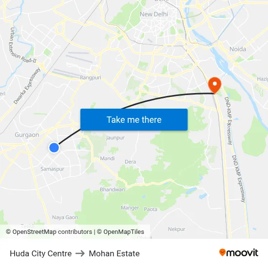 Huda City Centre to Mohan Estate map