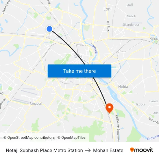Netaji Subhash Place Metro Station to Mohan Estate map