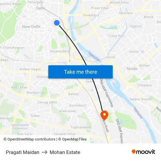 Pragati Maidan to Mohan Estate map