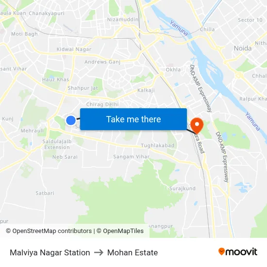 Malviya Nagar Station to Mohan Estate map