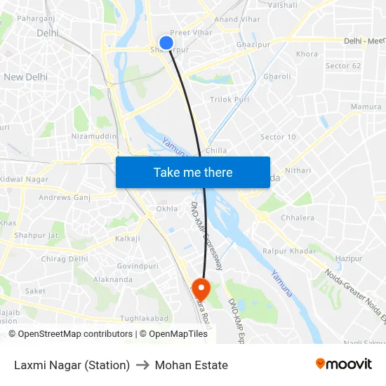 Laxmi Nagar (Station) to Mohan Estate map