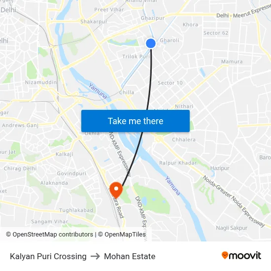 Kalyan Puri Crossing to Mohan Estate map