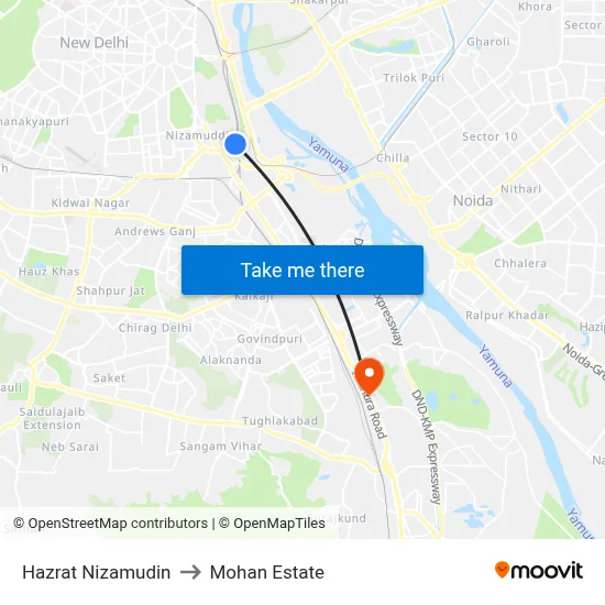 Hazrat Nizamudin to Mohan Estate map