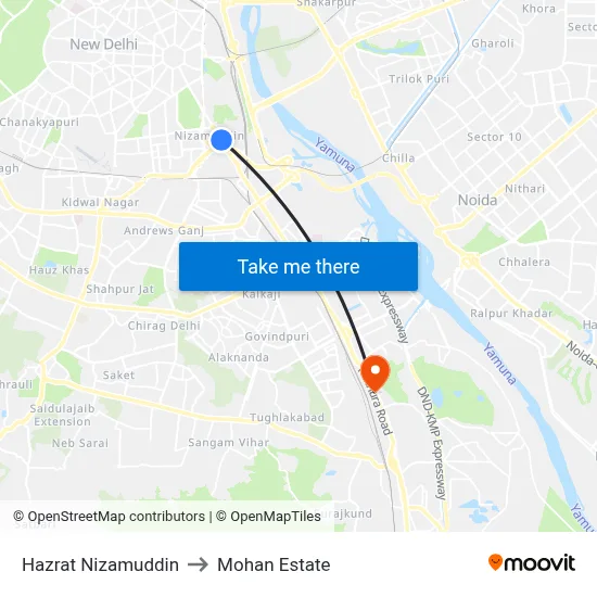 Hazrat Nizamuddin to Mohan Estate map