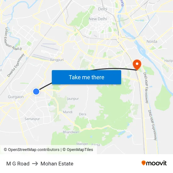 M G Road to Mohan Estate map