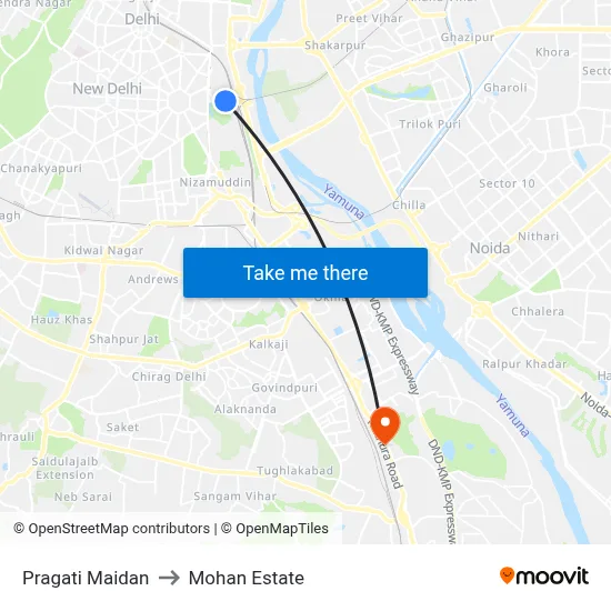 Pragati Maidan to Mohan Estate map