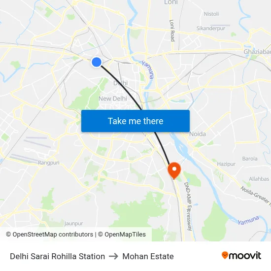 Delhi Sarai Rohilla Station to Mohan Estate map