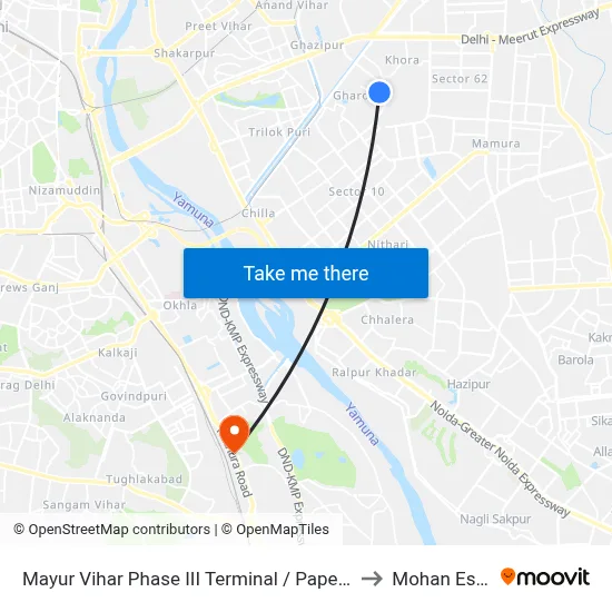 Mayur Vihar Phase III Terminal / Paper Market to Mohan Estate map