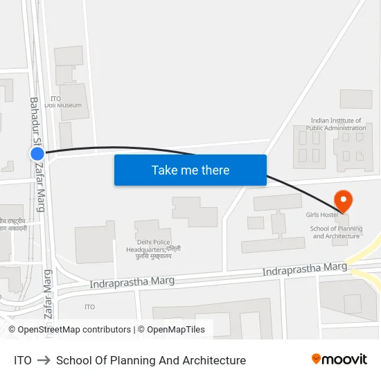 ITO to School Of Planning And Architecture map