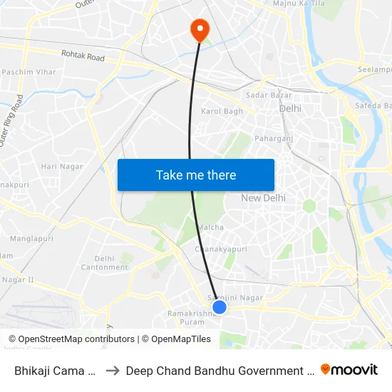 Bhikaji Cama Place to Deep Chand Bandhu Government Hospital map
