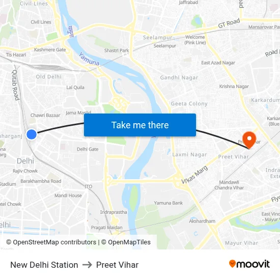 New Delhi Station to Preet Vihar map