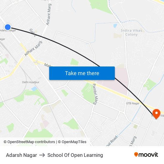 Adarsh Nagar to School Of Open Learning map