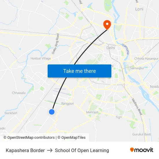 Kapashera Border to School Of Open Learning map
