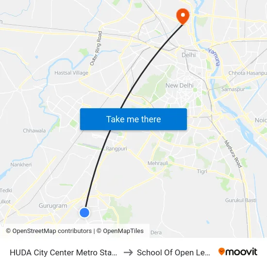 HUDA City Center Metro Station (B) to School Of Open Learning map