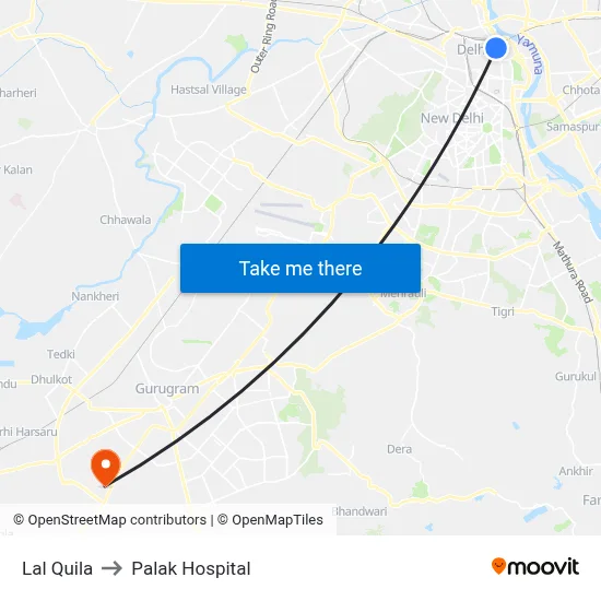 Lal Quila to Palak Hospital map