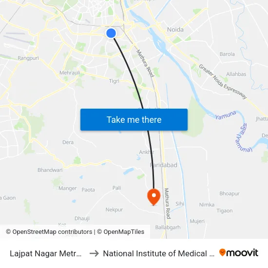 Lajpat Nagar Metro / लाजपत नगर to National Institute of Medical Science (Nims) map