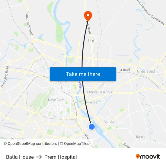 Batla House to Prem Hospital map