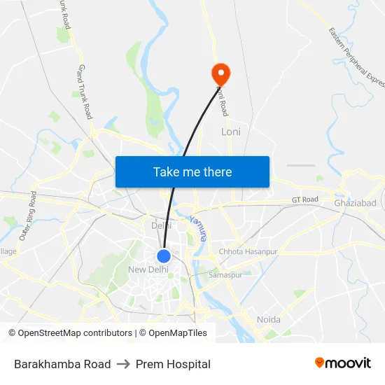 Barakhamba Road to Prem Hospital map