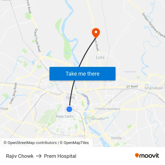 Rajiv Chowk to Prem Hospital map