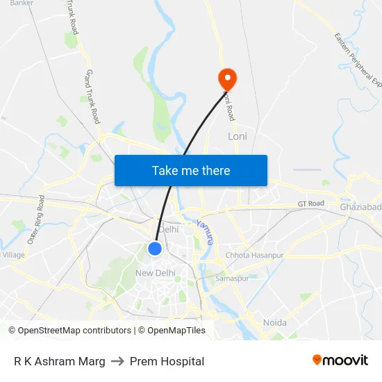 R K Ashram Marg to Prem Hospital map