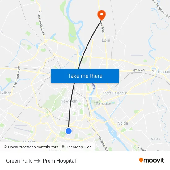 Green Park to Prem Hospital map