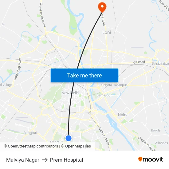 Malviya Nagar to Prem Hospital map