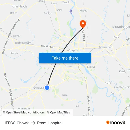 IFFCO Chowk to Prem Hospital map
